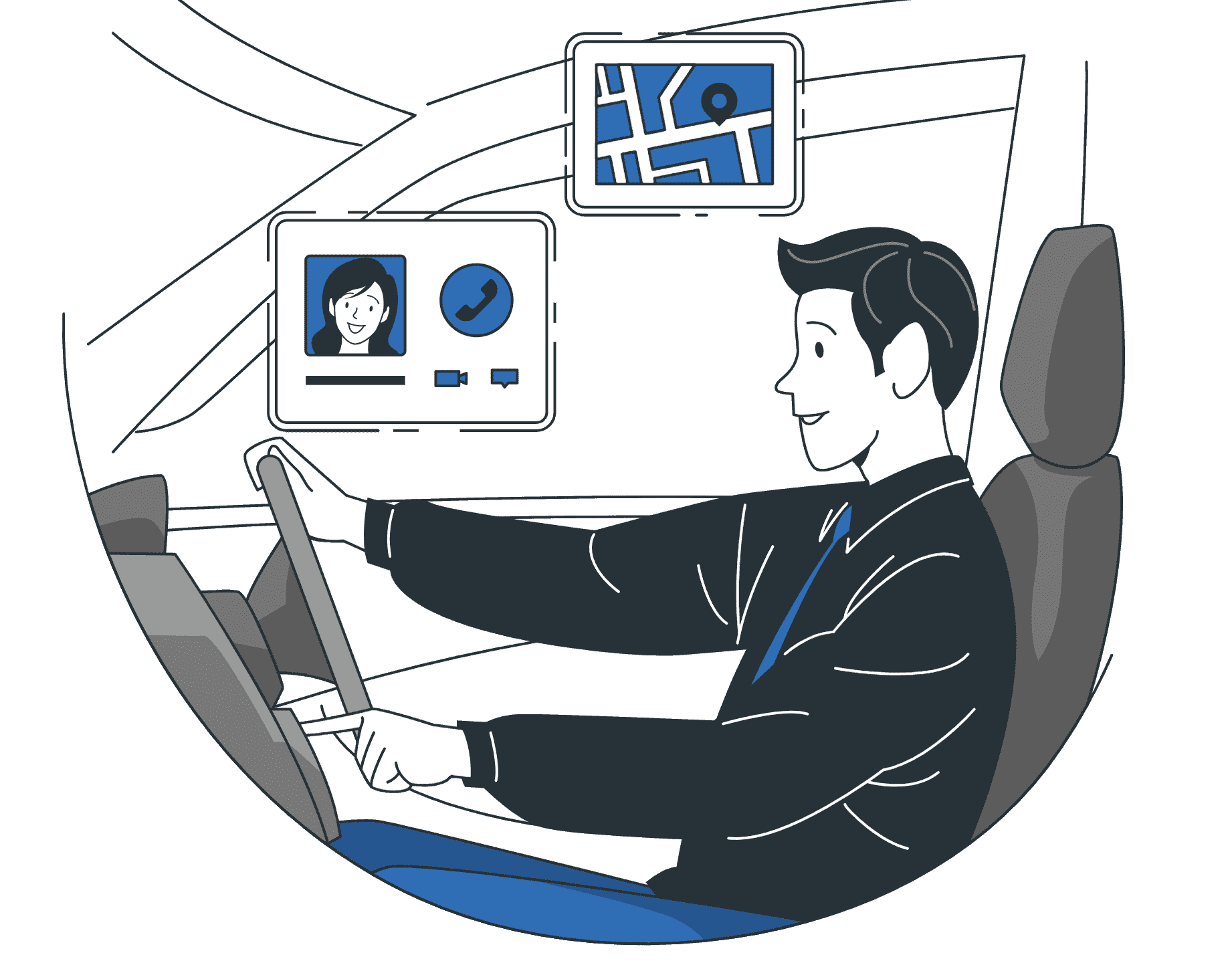 Driver in car illustration